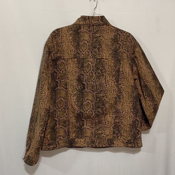 FREE People Snake Trucker Jacket Button Front Pockets - Picture 2 of 11